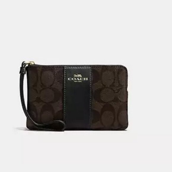 Coach Corner Zip Wristlet In Signature Canvas NWT - Picture 2 of 4